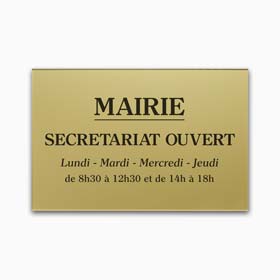 Plaque de mairie en plexiglas gravé - Plaque horaires de mairie