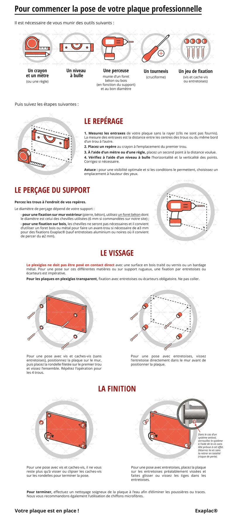 Infographie : conseils pour pose et installation d'une plaque professionnelle
