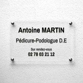 Plaque podologue plexiglas transparent, marquage adhésif