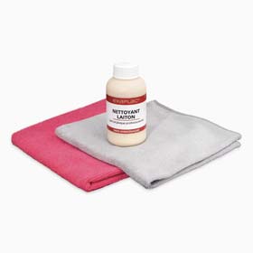 Kit d'entretien plaque professionnelle laiton - nettoyant et microfibres