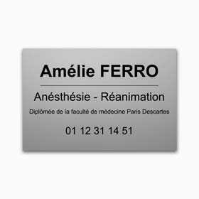 Plaque medecin aluminium anodisé