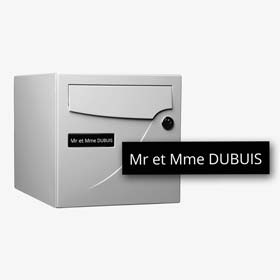 Boite aux lettres normalisée avec étiquette gravée