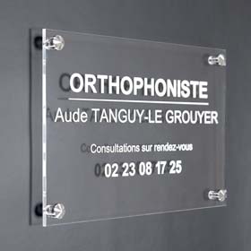 Plaque profession libérale - Plaque orthophoniste en plexiglas transparent