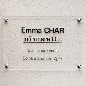 Plaque professionnelle 30x20 cm en plexiglas incolore lettres noires