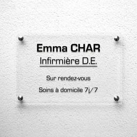 Plaque infirmiere libérale en plexiglas transparent, lettres noires