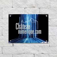 Plaque d'entreprise - impression noire et bleue sur plexiglas