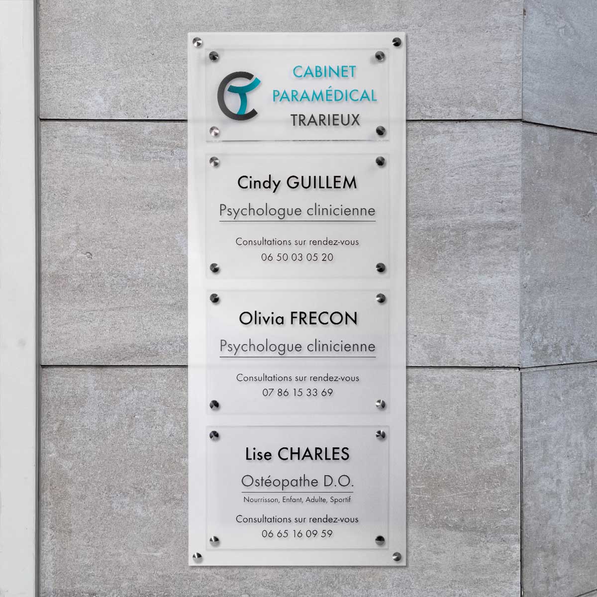 Plaque professionnelle plexiglas transparent