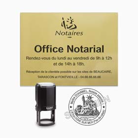 Signalétique office notarial : plaque notaire et sceau notaire