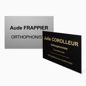 Plaque profession libérale orthophoniste : plaque orthophoniste en plexiglas, aluminium, laiton