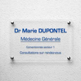 Plaque professionnelle transparente Dr Vétérinaire Orange (Rond)